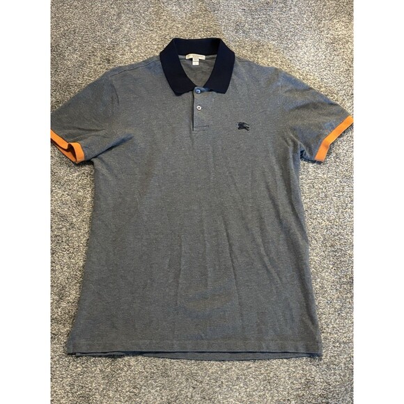 Burberry Other - Burberry Brit Polo Men’s Size Large Grey Cotton Contrast Detail Shirt